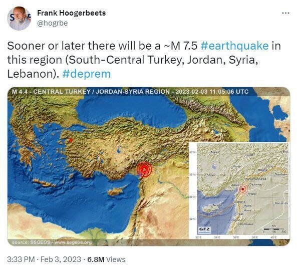  عکس | زمین‌شناس هلندی ۳ روز پیش زلزله ترکیه را پیش‌بینی کرده بود؟