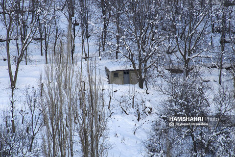 بارش برف در ارتفاعات شمیران و روستای آهار