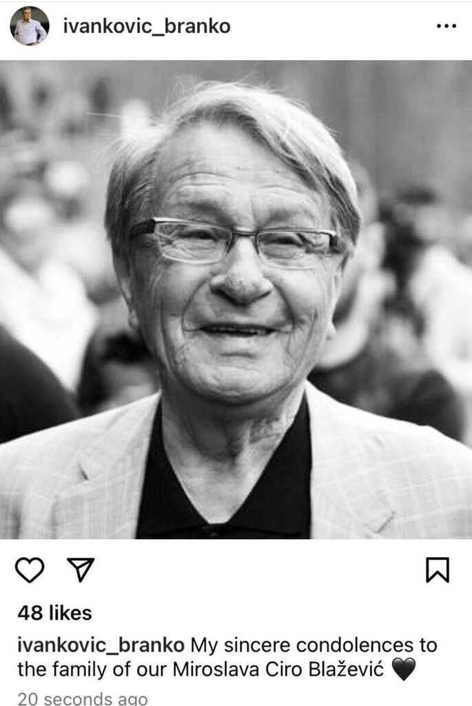 عکس | واکنش برانکو به مرگ میروسلاو بلاژویچ