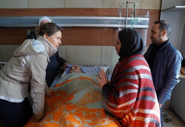 بشار اسد و همسرش در میان زلزله‌زدگان سوریه