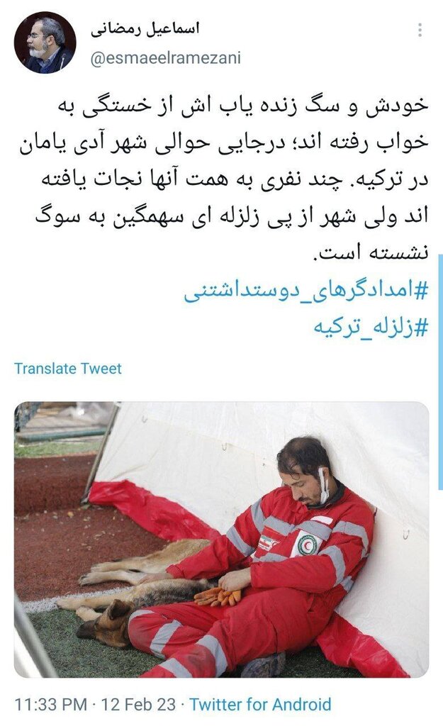 امدادگر و سگ زنده یاب