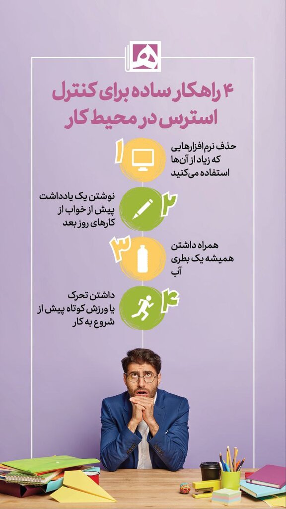 ۴ راهکار ساده برای کنترل استرس در محیط کار