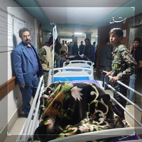 تصاویری از مجروحان سقوط بالگرد در بیمارستان خاتم‌الانبیا شهرستان بافت