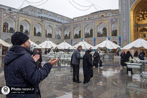 حال و هوای برفی حرم مطهر امام رضا علیه‌السلام