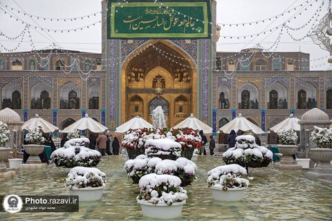 حال و هوای برفی حرم مطهر امام رضا علیه‌السلام