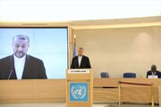 تصاویر | سخنرانی امیرعبداللهیان برای سالن خالی؟ | وضعیت سالن اجلاس حقوق بشر هنگام سخنرانی وزیر خارجه ایران | نقشه‌ای که رسانه‌های معاند اجرا کردند