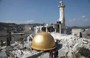 ببینید | تخریب غم انگیز مسجد و کلیسا در زلزله مهیب سوریه | گنبدی که از مسجد باقی مانده است
