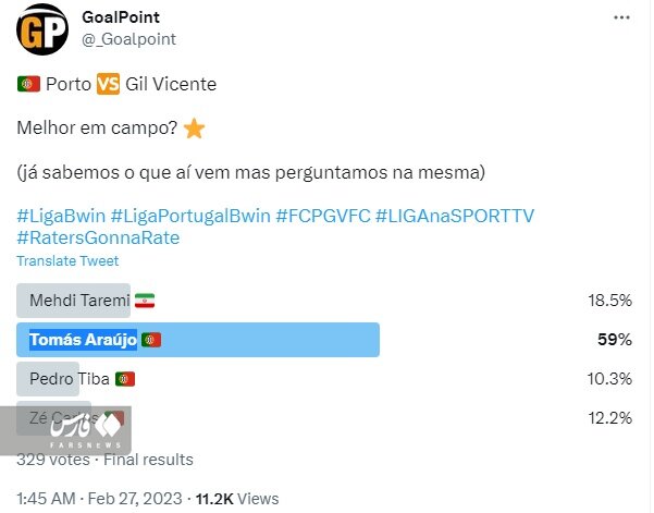 عکس | طارمی انتخاب شد | رای پرتغالیها با لژیونر ایرانی