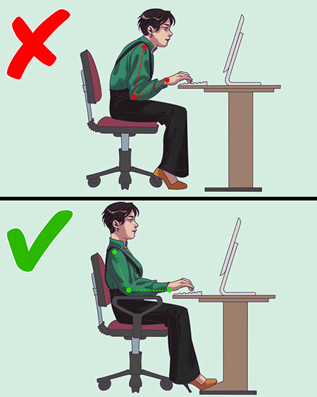 طرز صحیح نشستن روی صندلی | نحوه درست نشستن روی صندلی و کار با رایانه را ببینید