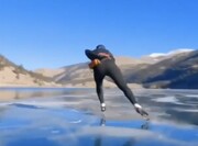 فیلمی هیجان‌انگیز از اسکیت روی دریاچه یخ‌بسته