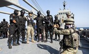 تصاویر متفاوت نیروهای نظامی ایران و چین در پایان رزمایش کمربند امنیت دریایی ۲۰۲۳