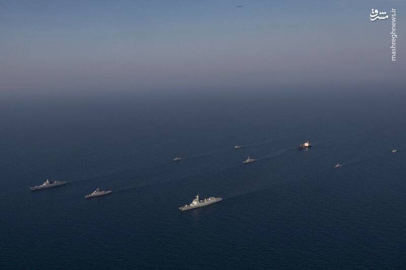اولین تصاویر از آرایش جنگی ناوهای ایران، چین و روسیه