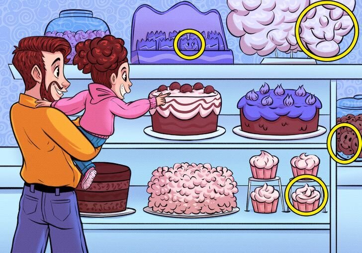 فقط تیزبینها میتوانند پاسخ دهند | ۴ چهره مخفی در این شیرینیفروشی را پیدا کنید