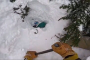 ببینید | لحظه پیدا شدن مرد مدفون زیر خروارها برف | این اسکی‌باز زنده ماند!