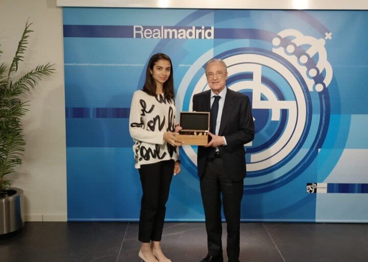 عکس | دختر ورزشکار ایران بدون حجاب در کنار اسطوره و رئیس باشگاه رئال مادرید