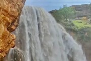 ببینید | خروش حیرت‌ انگیز و ترسناک آبشار تخت‌چو در پلدختر