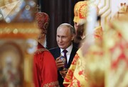 تصاویر | ژست‌ های جالب پوتین در مراسم عید پاک
