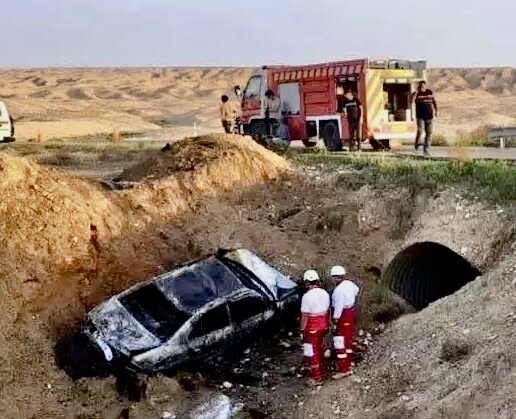 عکس | دو مرد زنده زنده در یک سمند سوختند