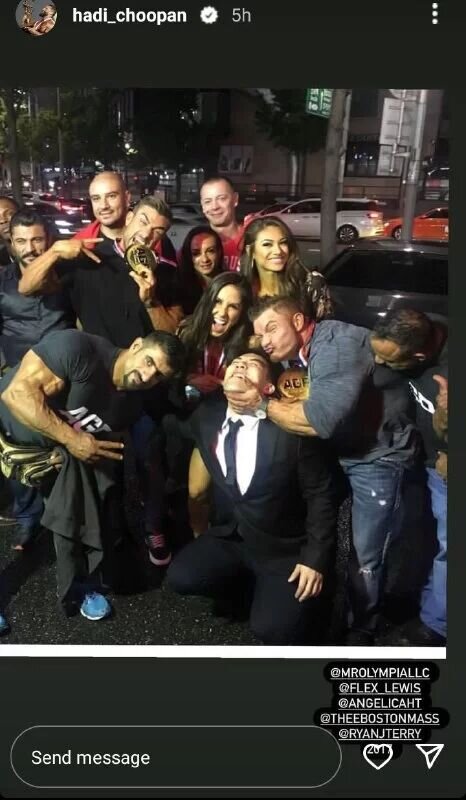 تصویری عجیب از هادی چوپان در کنار ورزشکاران زن و مرد در مسترالمپیا