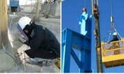 تصاویر متفاوت از یک زن ایرانی که ۲ دهه جوشکاری می‌کند | جوشکاری در ارتفاع اسکلت ساختمانی!
