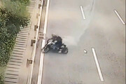ببینید |‌ تصادف هولناک موتورسوار در خیابان خلوت!