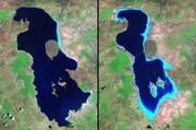 تصاویر جدید ماهواره‌ای از وضعیت دریاچه ارومیه | روند احیای دریاچه را ببینید