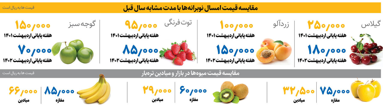 بازار میوه در مسیر کاهش قیمت/ قیمت زردآلو، گیلاس، توت فرنگی، موز و گوجه سبز را ببینید