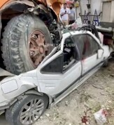 تصاویر تصادف وحشتناک در آذربایجان غربی | پژو زیر چرخ کامیون له شد!