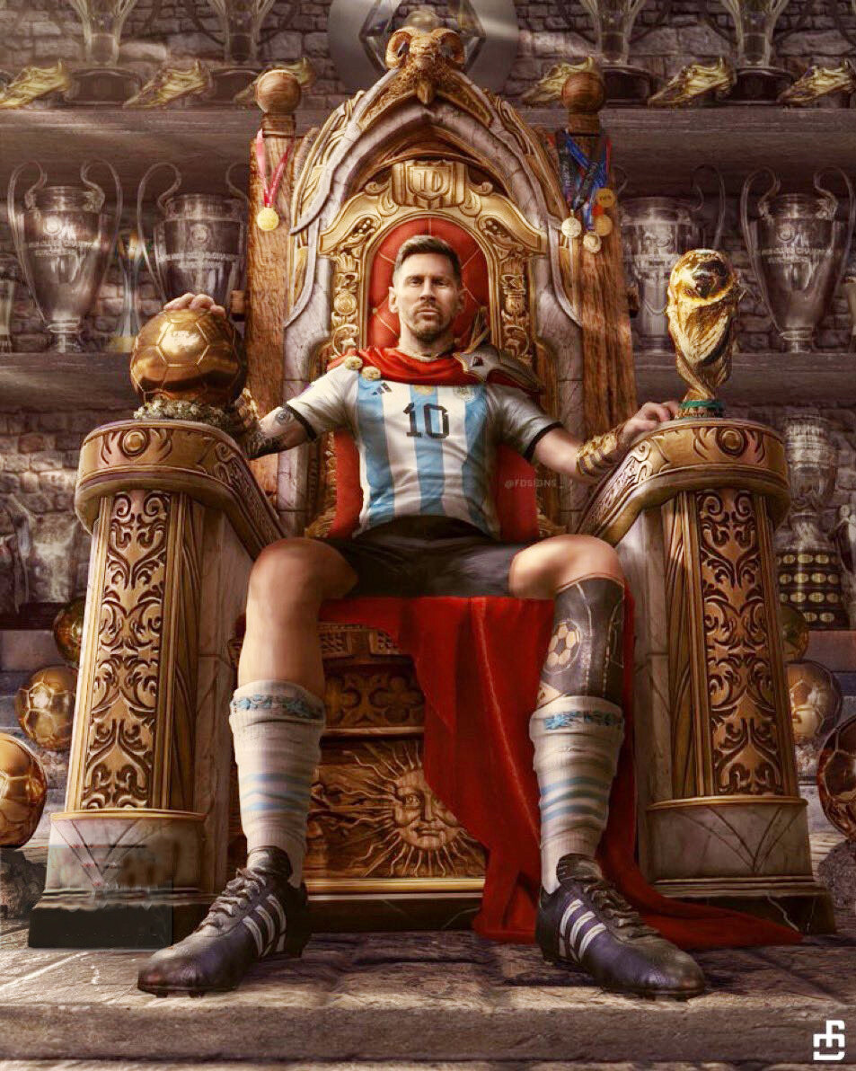 عکس | مسی با جام جهانی و هشتمین توپ طلا!