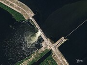 تصاویر ماهواره‌ای از لحظه فرو ریختن سد در اوکراین