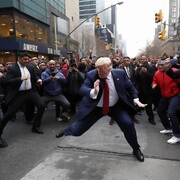 تصاویر حرکات شگفت‌انگیز ترامپ و بایدن در خیابان!