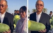 تصاویر خرید هندوانه توسط سفیر ژاپن با همسر مجبه‌اش در یک بازار فصلی