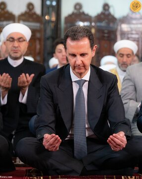بشار اسد در نماز عید قربان