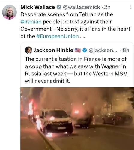 کنایه عضو پارلمان اروپا به اعتراضات در فرانسه: صحنه های ناامیدکننده از تهران، نه! ببخشید پاریس ...!