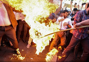 تصاویر | آتش زدن پرچم سوئد در تهران