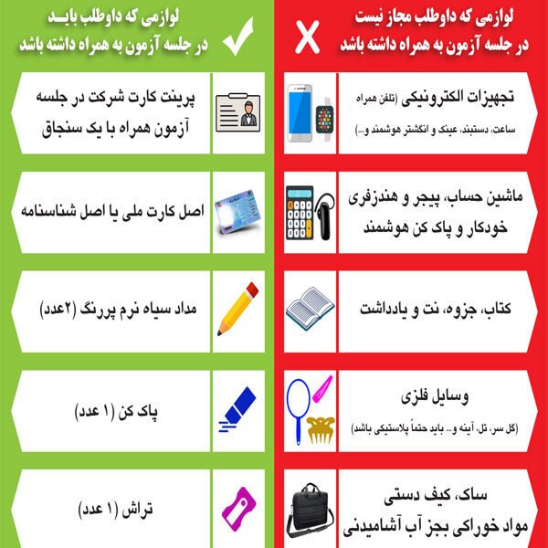 وسایل ممنوعه در کنکور؛ حتی گل‌ِ سر! | فقط مجازید این وسایل را با خود سر جلسه کنکور ببرید