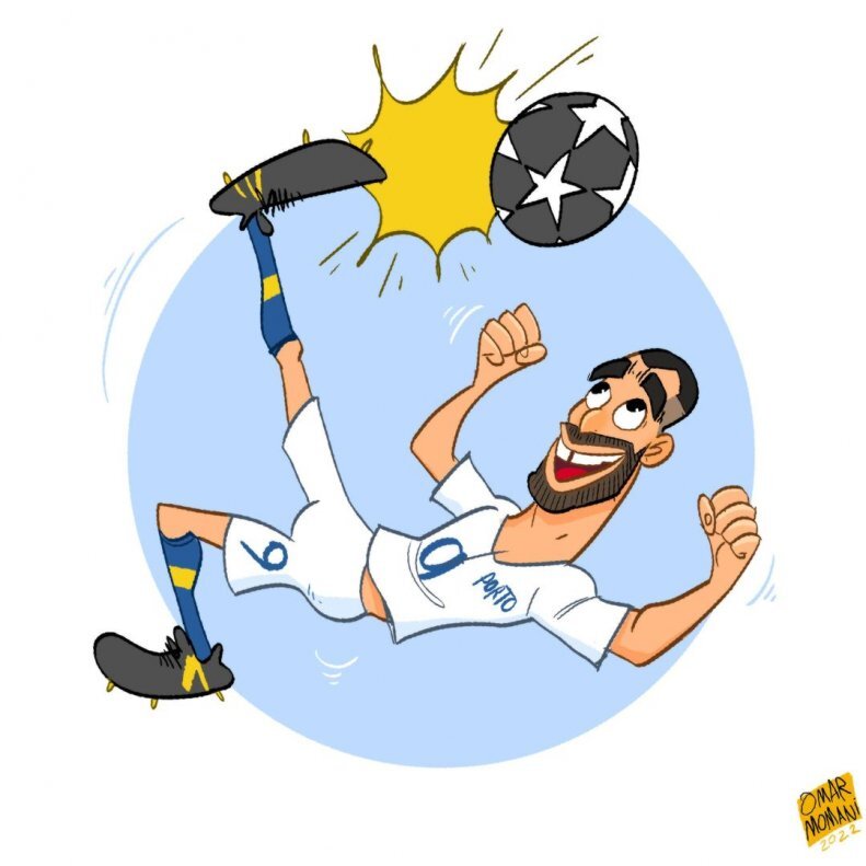 عکس | مهدی طارمی با این لباس و حرکت خاص سوژه کاریکاتوریست معروف جهان شد