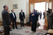 تصاویر | حجاب و پوشش خانم «جنین هنیس پلاسخارت» در دیدار با امیرعبداللهیان | لحظه استقبال وزیر خارجه ایران را ببینید