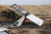 اولین تصاویر سقوط هواپیمای آموزشی در کرج | ۲ نفر در این هواپیما کشته شدند