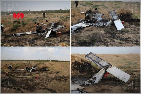 تصاویری از سقوط هواپیمای آموزشی در کرج