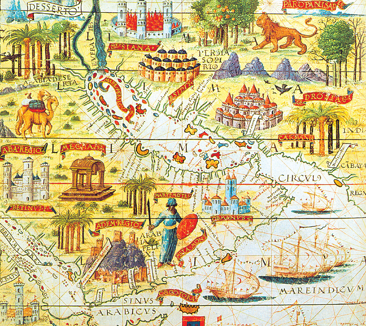 اين تصوير، نقشه عربستان، هندوستان و خليج‌فارس است. نقشه‌اي كه توسط نقشه‌نگار «لوپو هومن» (هومم) (1572–1497ميلادي) تهيه شده و در سال 1519 ميلادي در اطلس ميلر منتشر شده. خليج‌فارس به نام«Mare Persicus» در اين نقشه كاملا مشخص است.