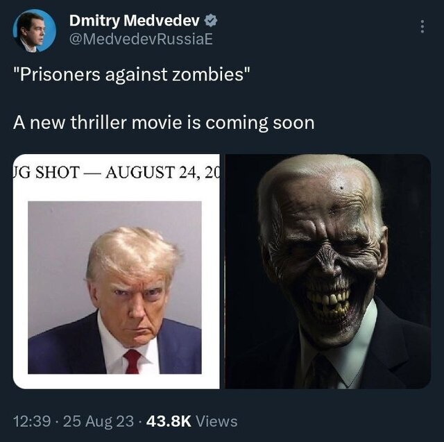 انتخابات بعدی آمریکا جدالی بین یک «زامبی» و یک «زندانی» است! | تصویر ترسناک از بایدن که مقام روس منتشر کرد!