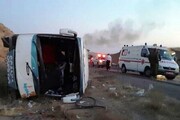 تصاویر دو تصادف مرگبار زائران ایرانی ؛ وضعیت عجیب اتوبوس را ببینید | ۸ نفر جان باختند ؛ ۱۲ نفر مصدوم شدند