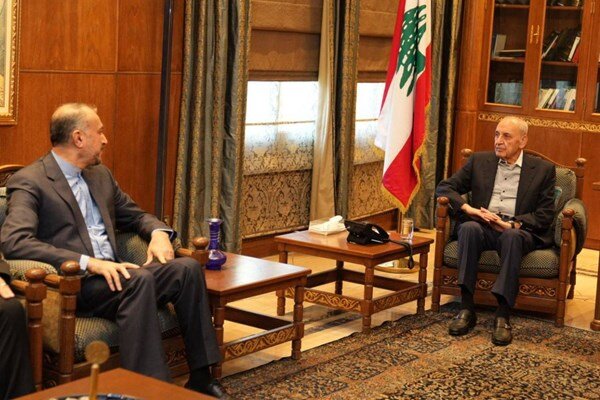 تصاویر | دیدار امیرعبداللهیان با رئیس پارلمان لبنان | همراهان وزیر خارجه در پنجمین سفر به بیروت