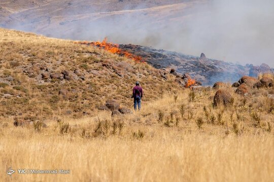 آتش سوزی در منطقه حفاظت شده نئور اردبیل