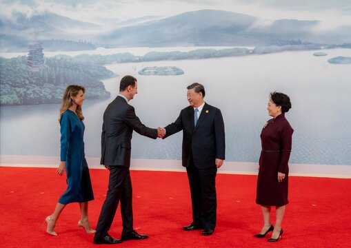 حضور بشار اسد و همسرش در ضیافت رسمی رئیس جمهور چین