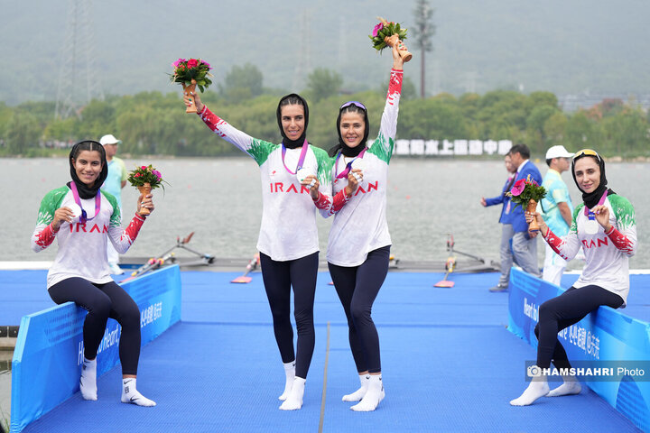بازی های آسیایی| کسب مدال نقره قایقرانی زنان