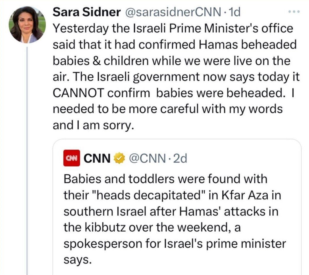 عذرخواهی خبرنگار آمریکایی به خاطر انتشار خبر دروغ درباره حماس