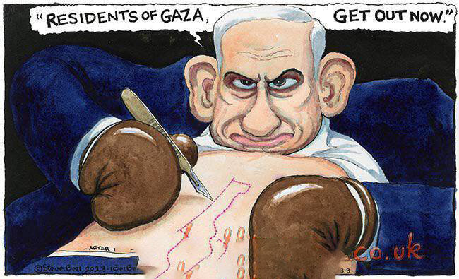  عکس |  اخراج کاریکاتوریست روزنامه گاردین بابت کشیدن این عکس از نتانیاهو | به من گفتند این عکس یادآور شخصیت....