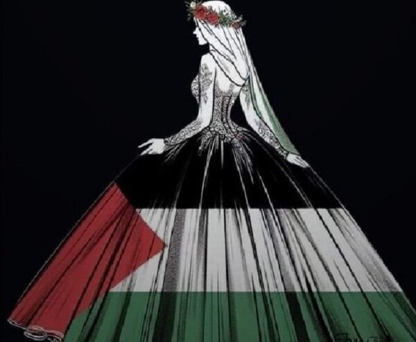 لباس عروس با پرچم فلسطین